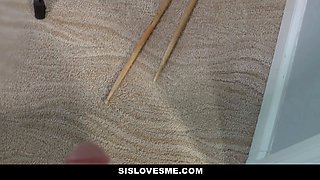 Brother-in-law ambles in on his hot step sister Kitty Carrera showing off her bootie to a web cam