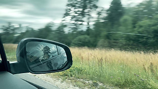 Roadtrip Cum - Foot Tease, New Pussy Piercing and Real Orgasm