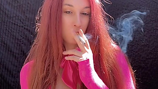 Italian Horny Long hair Big tits Artemisia Love hot smoking fetish session
