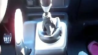 Busty milf wife rides the gear stick in my car on cam