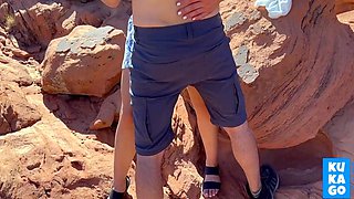Hiking Threesome Creampie in the Desert with Blonde Amateur