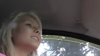 Hot blonde fucked in a car