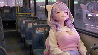 Shy Kawaii Hentai Girl, Alone on Bus