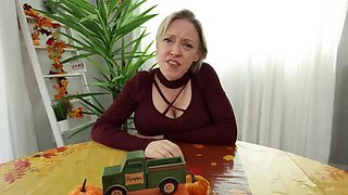 Step Sister Breezy Bri Fucks Step Brother For Christmas - Blonde Teen Doggystyle & Blowjob