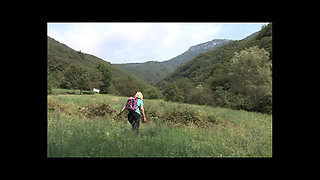 BBW MILF Caught Pissing in the Woods by a Young Man with a Hard Cock