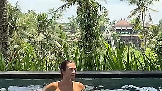 Teasing in See-thru Dress Outdoor at the Pool, Strip