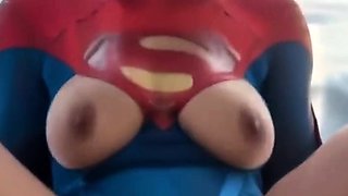 Brunette supergirl pussy fucked on beach and bedroom anal