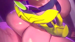 Thicc Big Breast Fat Ass Colorful Slut Gets Hard Backshots with Creampie