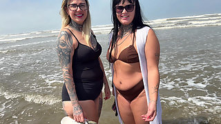 On the Beach My Wife and I Invited a Beachgirl to Fuck She Accepted Because She Was Very Horny! She Has a Pink Pussy