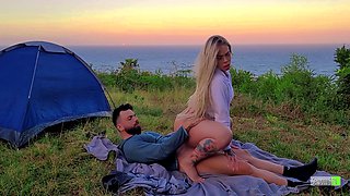 Risky Sex Real Amateur Couple Fucking At Camp