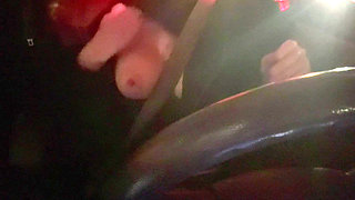 Italian Big Tits MILF Artemisia Love Sexy Car Ride Driving Around Smoking a Cigarette and Flashing Her Big Juicy Boobs