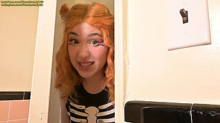 He locked me outside the toilet, so I pissed myself! Full bladder desperation with Dirty talk pee roleplay from amateur Fiona