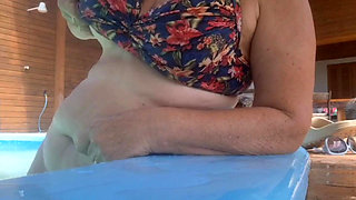 My Stepmom in the Pool Showing off to the Street