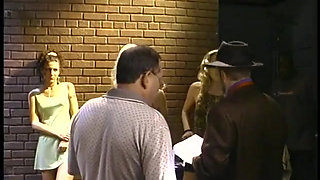 Lucky hunk gets to fuck a hungry blonde and brunette in the bedroom