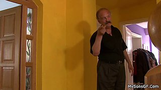 Father in law getting busted fucking son's gf