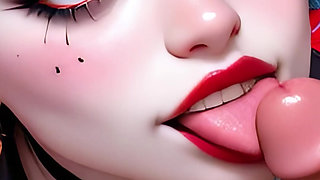 Psycho Cosplay Girl POV: Deepthroat & Messy Facial Cumshot AI Animation