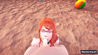 Day of Beach: Nudity Beach with Redhead Stepsister