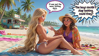 Married Blonde's Beach Tease Becomes Wild House Game with Husband and Young Men (ai Generated)