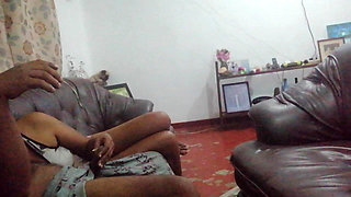 Father in Law's Gigantic Dick Hangs Out Under His Sarom for Step Daughter