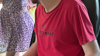 Cowgirl Sex in Car with a Creampie