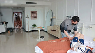 The Innocent Girlfriend Is Bound with Ropes in Her College Uniform