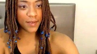 Huge clit on a young ebony amateur teasing on webcam