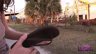 Gorgeous Babe Strips Buck Naked in a Public Park