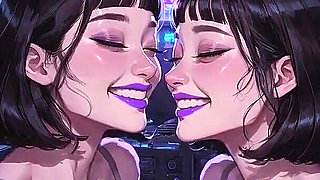 Lesbians Tongue and Kiss Fetish, Ai Animation