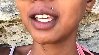 Amateur with Glasses Outdoor Blowjob Facial