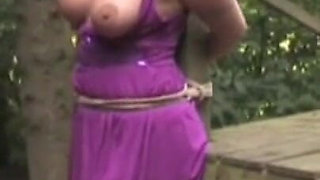 Deedee Tied and Cleavegagged Outside