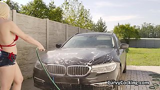 Titty having intercourse big tit car cleaning girlfriend