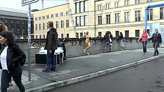 Beautiful amateur blonde barmaid paid sex in public