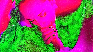 Amateur brunette babe gives pov blowjob in bathroom