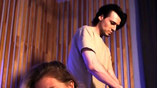 Cheating wifey gets a hot, family masseur creampie with