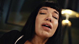 Little Puck and Lia Lins Big-Tits Cumflation in Monster Dick Bondage