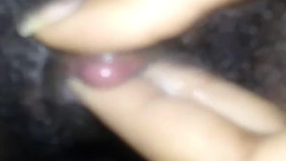 Close up Stroking My Big Clit Hairy Wet Pussy