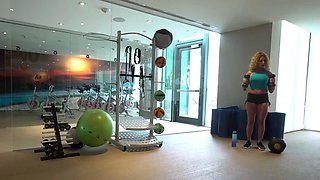 Meeting a Muscle Mommy At the Gym and Getting Spanked by