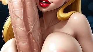 Funny Blonde have fun with an enormous cock (Ai animation)