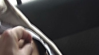 Redhead German doll rides dick in the car